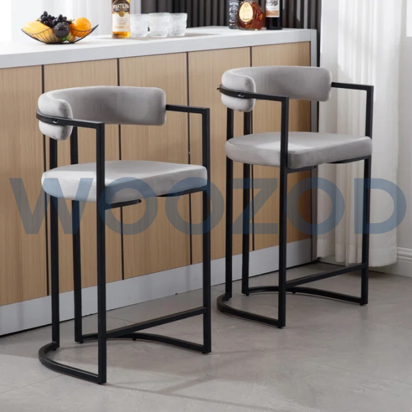 Woozod SABLE Industrial Style Metallic Frame Bar Chair - Image 4