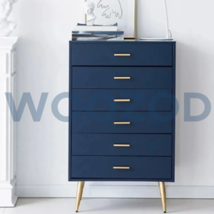 Woozod SEA Four Drawer Chest Blue with Oak Brown Legs