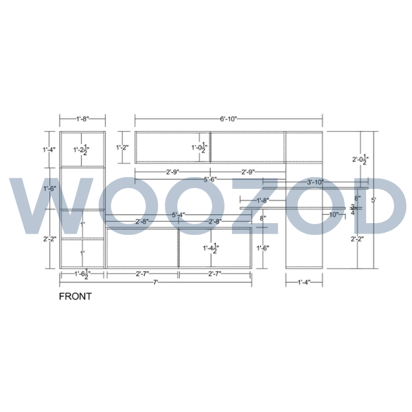 Woozod STRIX Contemporary Style Two Pieces Media Wall Unit - Image 8