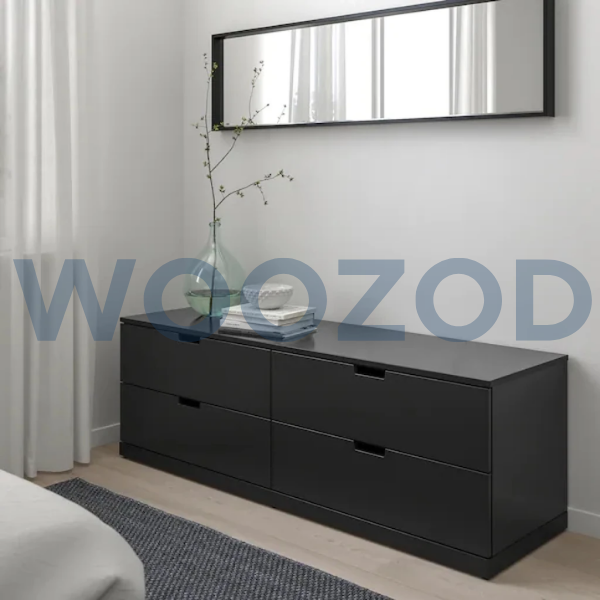 Woozod SWART Black Storage Chest of Drawers