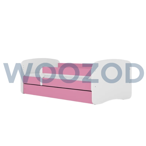 Woozod Tula Modern Design Pink & White Kids Bed with Storage Drawer - Image 2