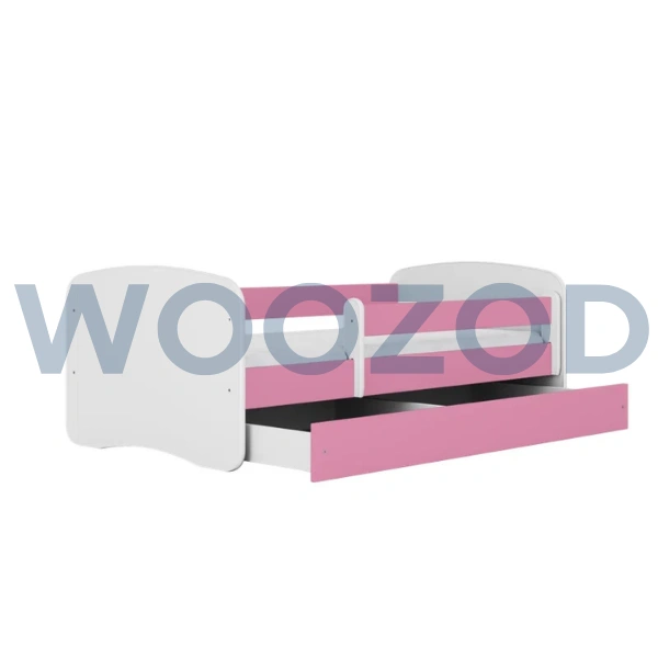 Woozod Tula Modern Design Pink & White Kids Bed with Storage Drawer - Image 5