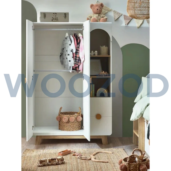 Woozod Tumble Scandinavian Design Kids Wardrobe with Bookshelf