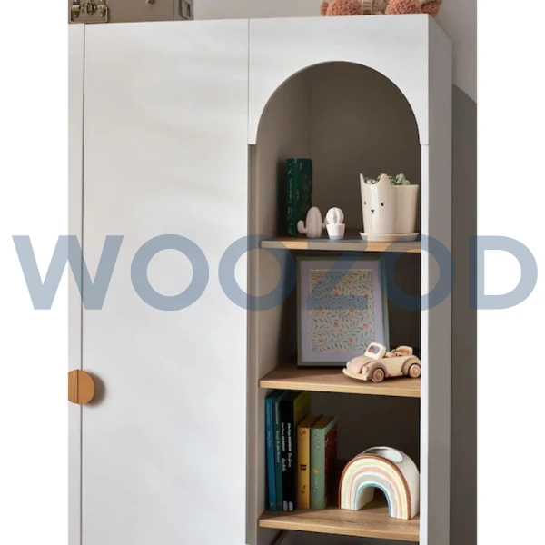 Woozod Tumble Scandinavian Design Kids Wardrobe with Bookshelf - Image 2