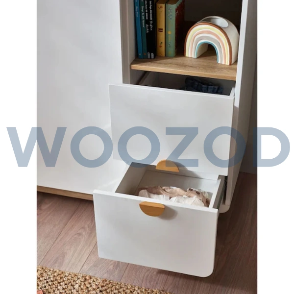 Woozod Tumble Scandinavian Design Kids Wardrobe with Bookshelf - Image 3