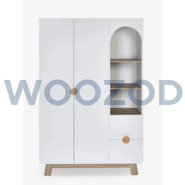 Woozod Tumble Scandinavian Design Kids Wardrobe with Bookshelf - Image 4