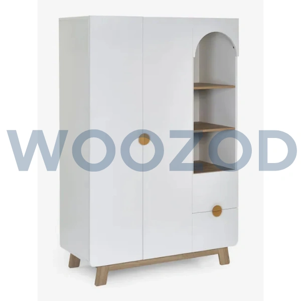 Woozod Tumble Scandinavian Design Kids Wardrobe with Bookshelf - Image 5