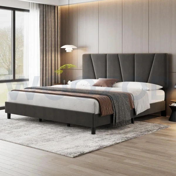 Woozod VENTO - Ultra Modern Black & Grey King Size Bed - Image 2