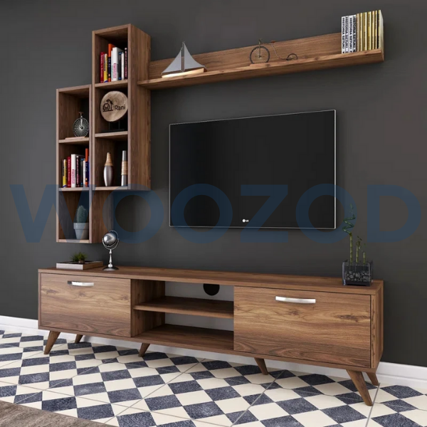 Woozod VERTA Urban Style Media Wall Unit in Walnut Brown - Image 4