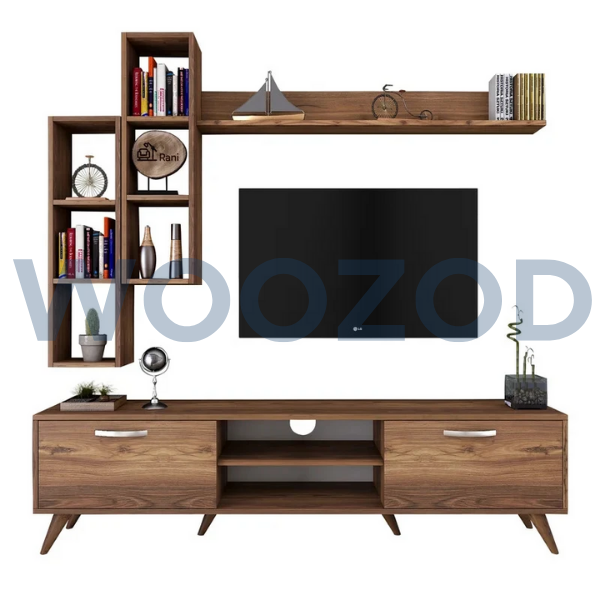 Woozod VERTA Urban Style Media Wall Unit in Walnut Brown - Image 5