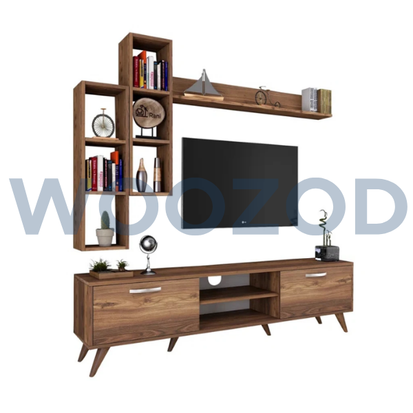 Woozod VERTA Urban Style Media Wall Unit in Walnut Brown - Image 6