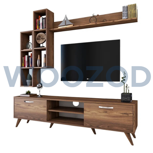 Woozod VERTA Urban Style Media Wall Unit in Walnut Brown - Image 7