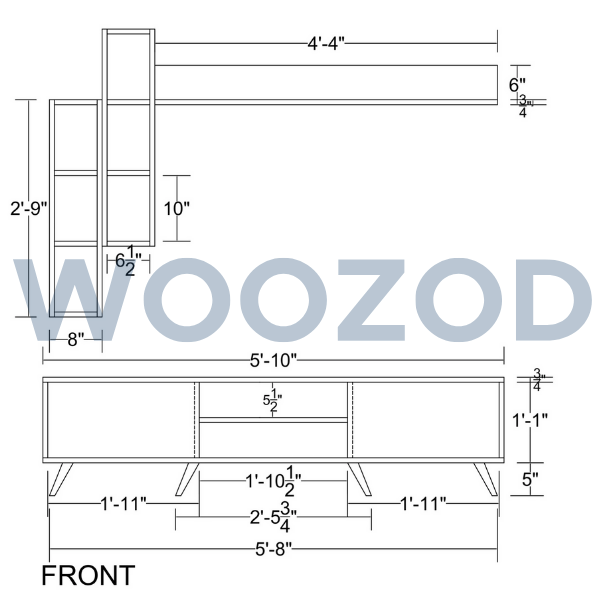 Woozod VERTA Urban Style Media Wall Unit in Walnut Brown - Image 8