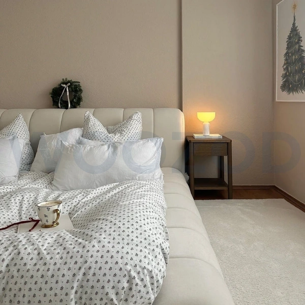 Woozod Velto Light Beige King Size Bubble Bed - Modern Luxury with Unique Design - Image 2