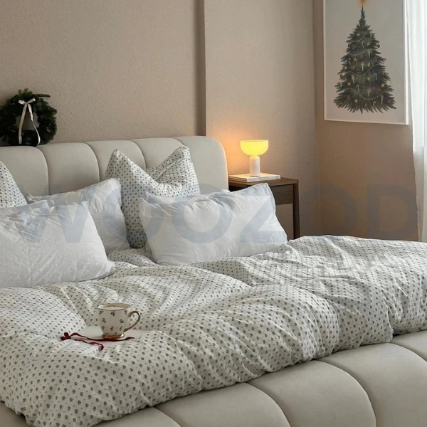 Woozod Velto Light Beige King Size Bubble Bed - Modern Luxury with Unique Design - Image 3