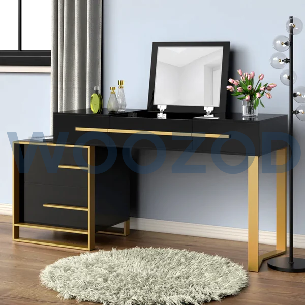 Woozod Wide Vanity with Mirror Wooden Dressing Table