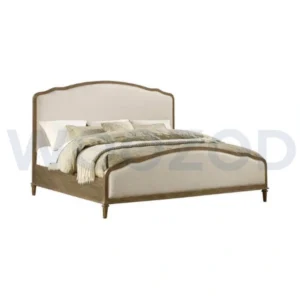 Woozod Zyra Victorian Style Walnut Brown & Beige King-Size Bed - Classic Elegance with Royal Detailing