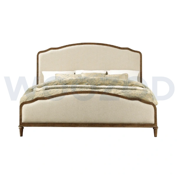 Woozod Zyra Victorian Style Walnut Brown & Beige King-Size Bed - Classic Elegance with Royal Detailing - Image 2